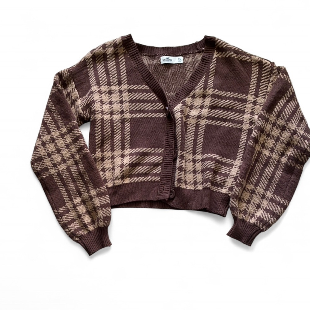 Hollister Brown Plaid Women's Cardigan